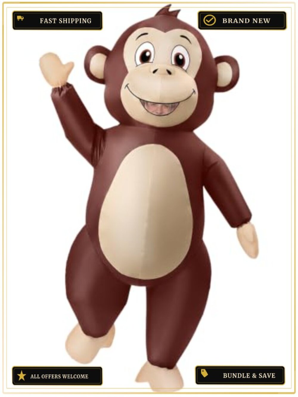 Adult Inflatable Monkey Costume Blow Up Full Body Halloween Cosplay